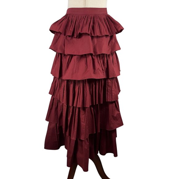 English Factory Burgundy Maxi Skirt - Picture 3 of 10